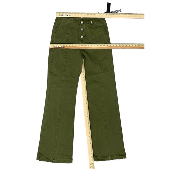 BLANK NYC The Delancey Denim Wide Leg Pants Going Green Size 31 70s Bohemian - Picture 8 of 9